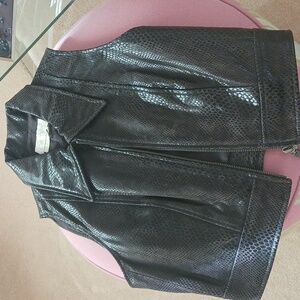 Vintage Women's Brown Leather Vest (store cache)sz S, NEW ,brown reptile Print,